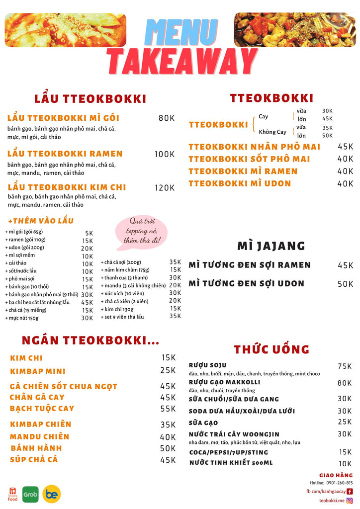 Đặt món online hoặc gọi 0901-260-815