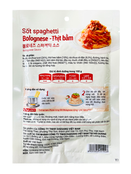 Sốt spaghetti Bolognese thịt bằm O'Food 120g